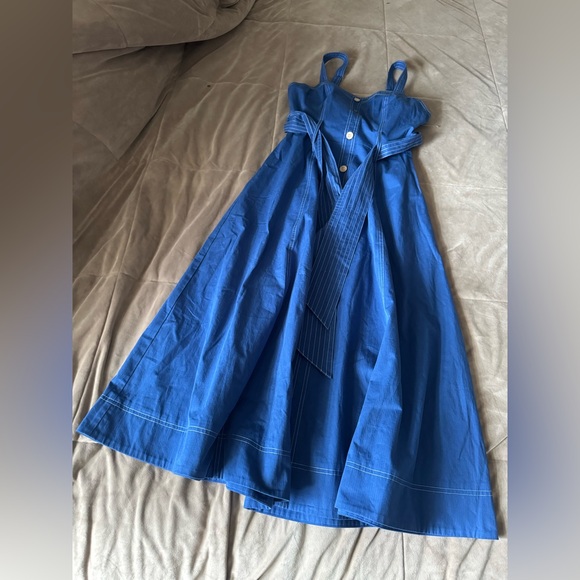 Blue Sleeveless Buttoned Midi Sundress S - Picture 1 of 14